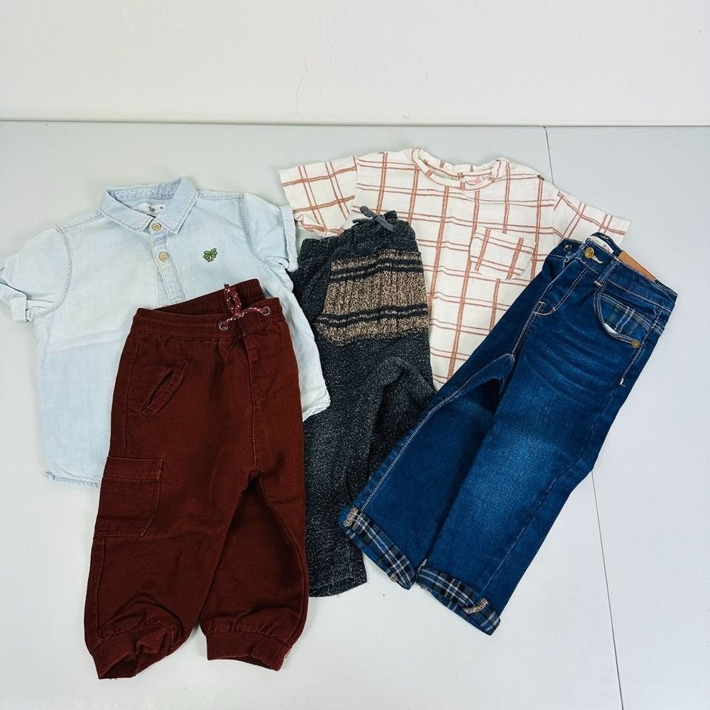 Zara Boys 18-24M Bundle 5pc Pants Button up Jeans Top Bottom